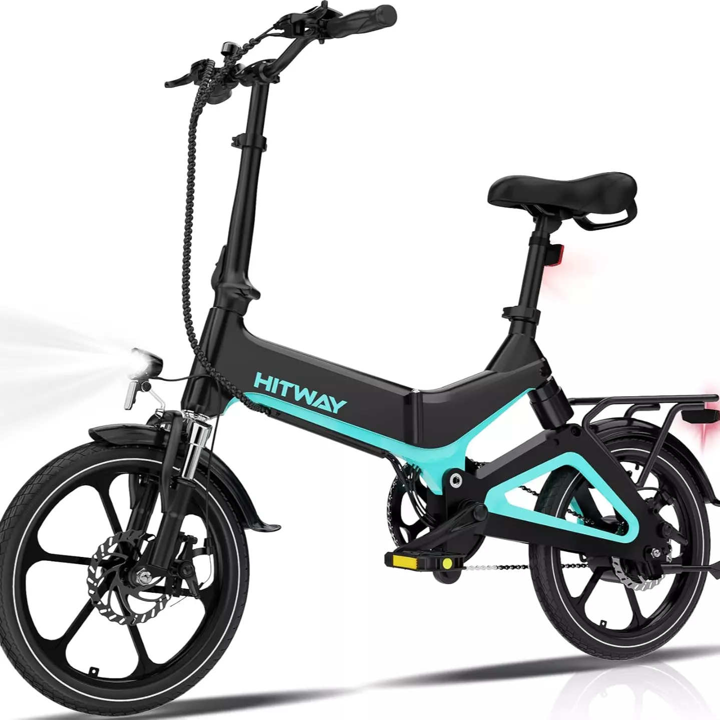 Bicicleta de ciudad - HITWAY BK2 16" Bicicleta eléctrica plegable, con Asistencia de Pedal, para Adolescentes y Adultos, Bicicleta eléctrica, 250W, Negro
