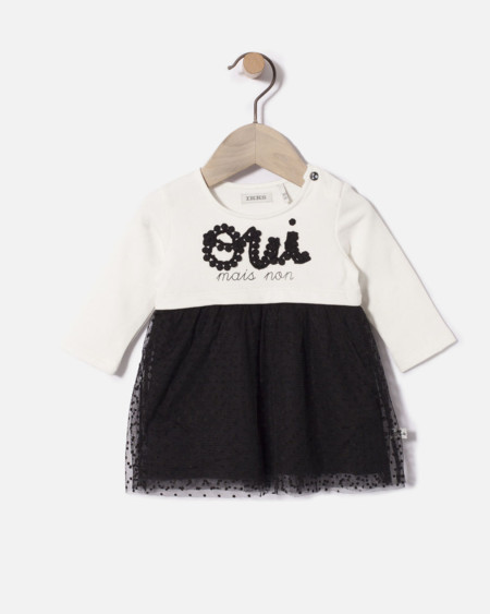 Vestido Plumetis Negro Y Blanco