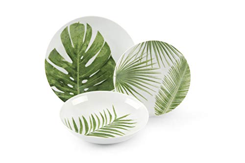 Excelsa Foliage - Vajilla de 18 piezas de porcelana