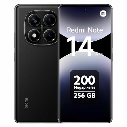 XIAOMI Redmi Note 14 Pro - Smartphone de 8+256GB, Pantalla de 6.67" AMOLED FHD+ 120Hz, MediaTek Helio G100-Ultra, cámara de 200MP, TurboCharge 45W, 5500 mAh, Cargador no Incluido, Negro (Versión ES)