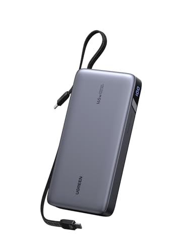 UGREEN 165W Power Bank 25000mAh PD3.1 Carga Rápida con 2 Cables Integrados