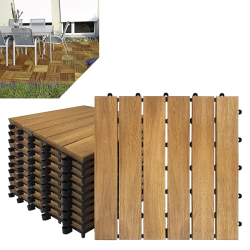 Froadp 30x30cm Baldosa de Madera de Acacia