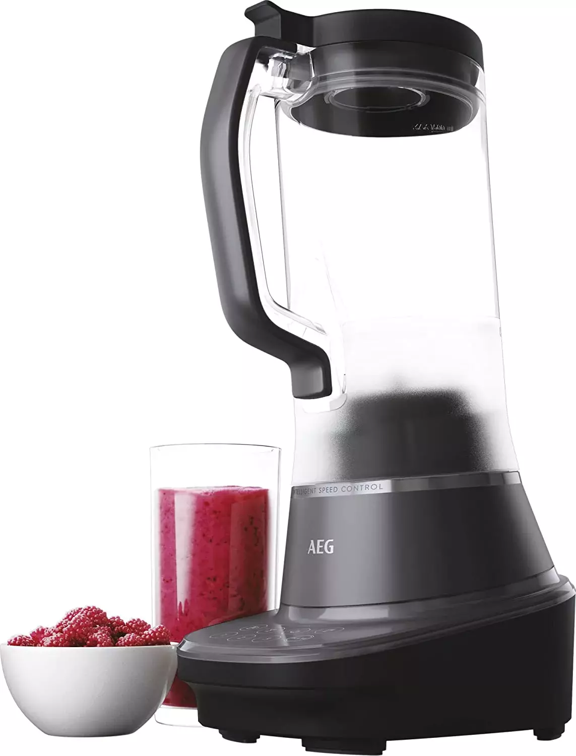 AEG TB7-1-8MTM Batidora de Vaso Gourmet, 3 Velocidades, 4 Programas, Mezclado de Precisión, Jarra capacidad de 1.5L, Filtro para Zumos, Botella portátil, Picadora, Apta Lavavajillas, 900 W, Negro