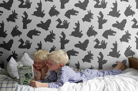 Papel pintado con sombras chinescas para la habitación infantil