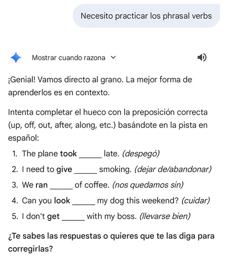 Práctica de inglés en Gemini