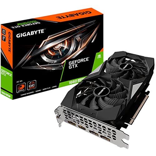 Gigabyte Technology GeForce GTX 1660 SUPER OC 6G - Tarjeta Graphica con 192-bit interfaz de memoria, WINDFORCE 2X Sistema de refrigeración