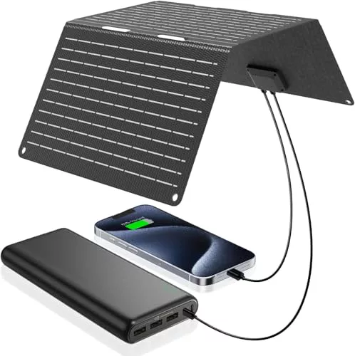 Ecosonique 30W Plegable Panel Solar USB-A USB-C Cargador Solar 5V 3A