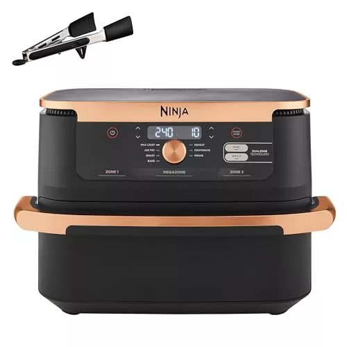 Ninja Foodi FlexDrawer, Freidora de Aire Dual Zone, 10,4L, Negro/Cobre