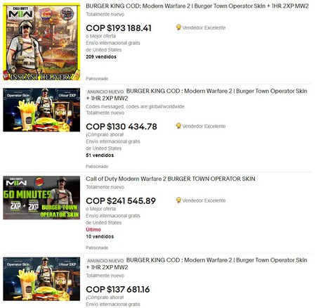 Call Of Duty Modern Warfare 2 Skin De Operador Burger Town Se Esta Vendiendo A Precios Excesivos Por Ebay1