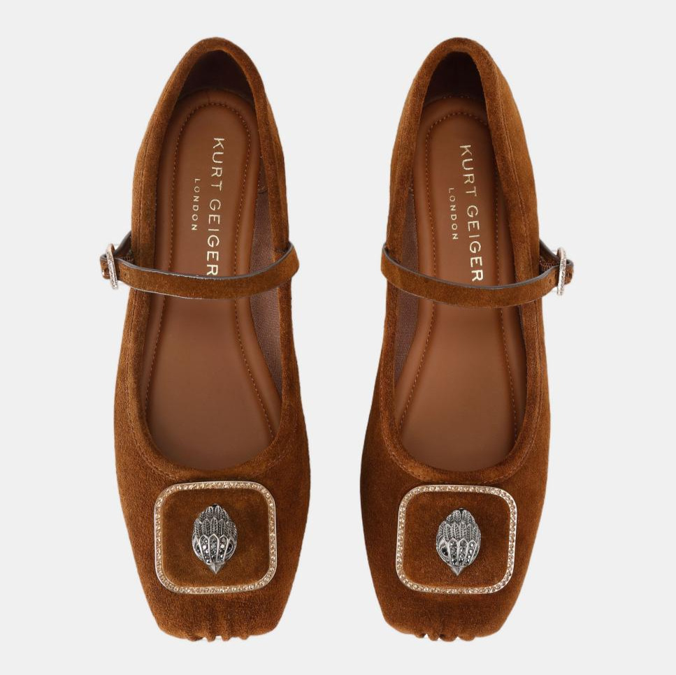 Bailarina de mujer en ante con chapa frontal - Kurt Geiger
