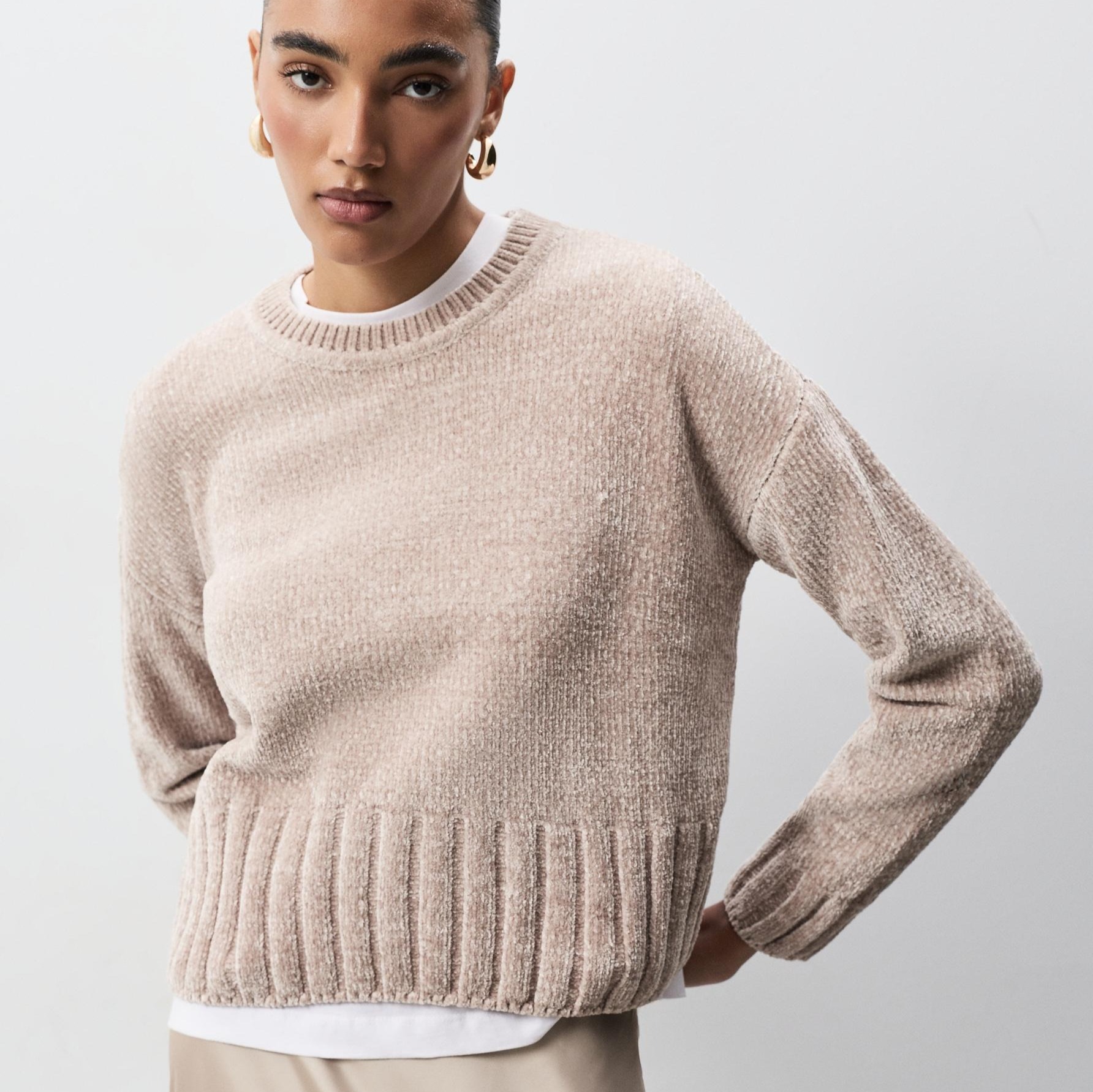 Jersey chenilla cuello redondo

