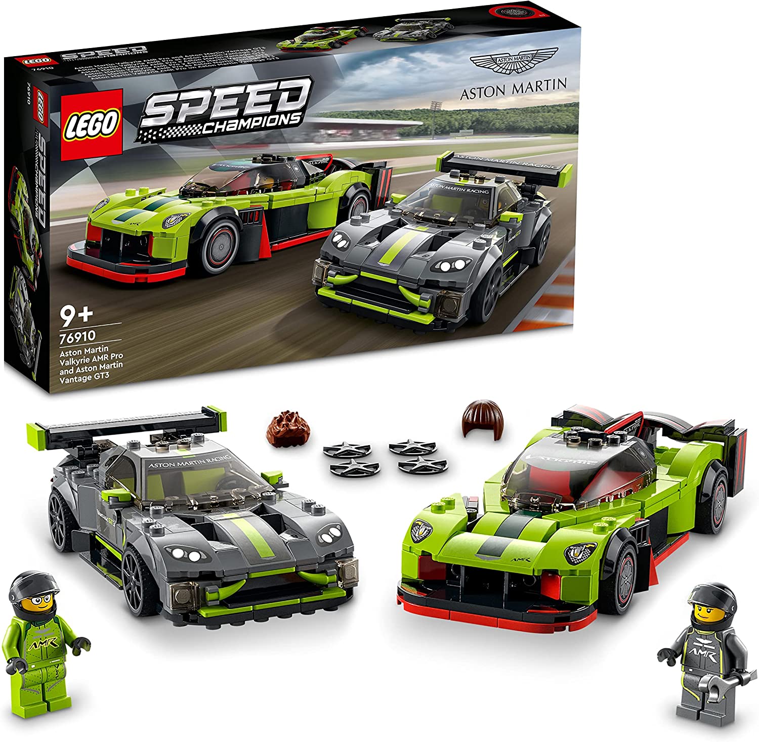 LEGO 76910 Speed Champion Aston Martin Valkyrie AMR Pro y Aston Martin Vantage GT3, Set de 2 Coches de Carreras de Juguete, Coleccionable para Niños, Colección 2022