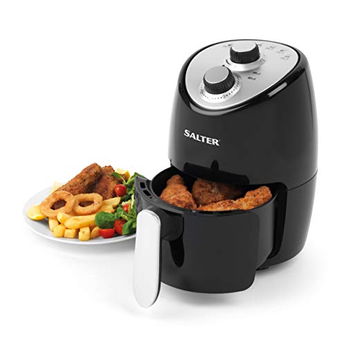 Salter EK2817 Freidora de aire compacta de 2 litros: circulación de aire caliente, rejilla de cocción antiadherente extraíble, temperatura ajustable hasta 200 °C, temporizador de 30 minutos, 1000 W, h