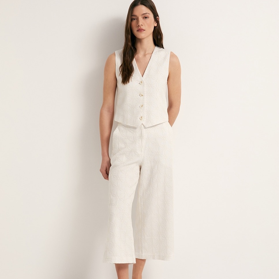 Pantalón lino bordado Sfera