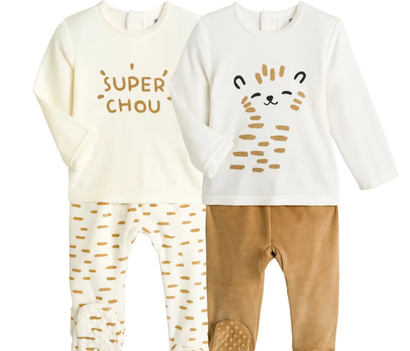 Lote de 2 pijamas de terciopelo ideal para los más bebés