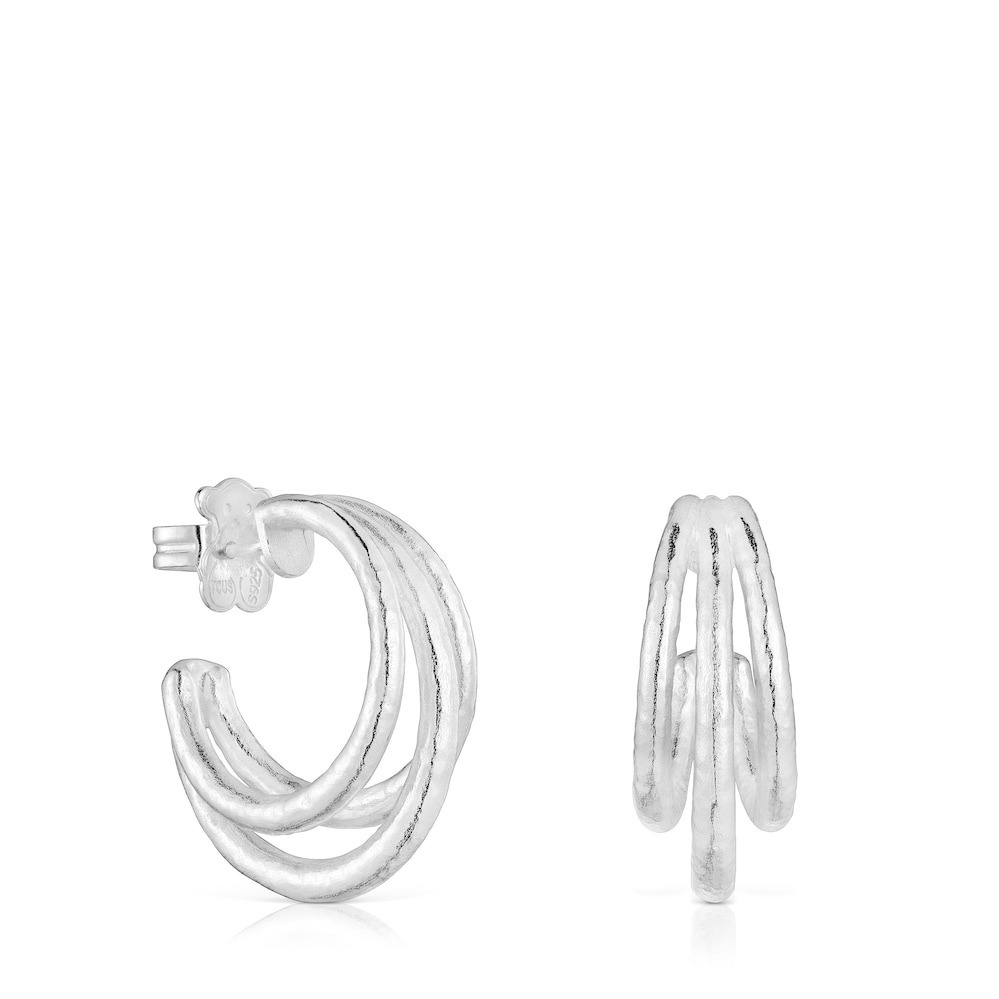 Pendientes de aro de plata 26 mm Duna
