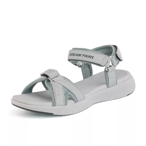 DREAM PAIRS Sandalias Deportivas Mujer Trekking Ligeros con Suela MD Antideslizante y Plantilla EVA para Playa Aire Libre,Size 41,Gris,QDL19001L