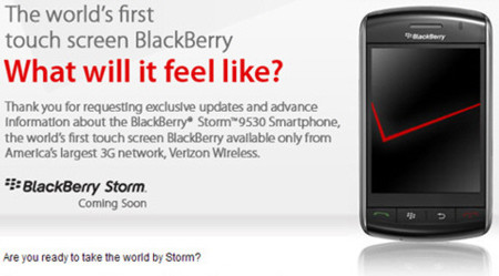 Especificaciones oficiales de la BlackBerry Storm 9530