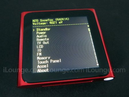 El menú de diagnóstico del iPod Nano 6G