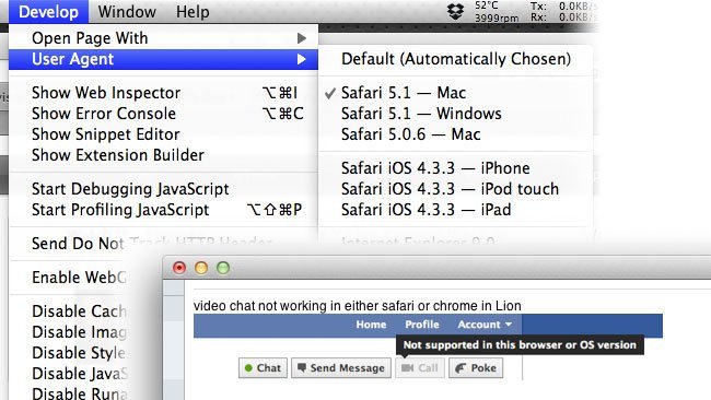 Habilitar chat de vídeo en Facebook y OS X Lion con Safari 5.1