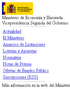 Versión móvil de la página del Ministerio de Economía y Hacienda