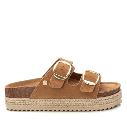 XTI - Sandalias de Tacón Mujer Camel - Calzado Cómodo y Versátil - Moda casual - Modelo 14363501 (Talla 36)