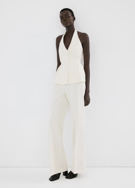 Conjunto Monocolor Mango Blanco Elegante Bautizo Comunion Estilo Carolyn Bessette