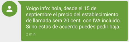 Yoigo pierde una oportunidad, subiendo también el establecimiento a 20 céntimos
