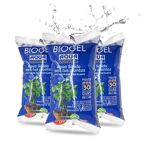 Aqua Control Biogel C21403, Agua Sólida para tus Plantas, Ideal para Riego en Vacaciones, Hasta 30 Días sin Regar - 400 ml (Pack de 3)