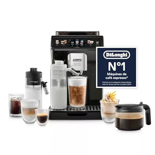 De'Longhi Eletta Explore ECAM452.67.G, Cafetera Superautomática Bebidas Calientes y Frías con Cold Extraction Technology, Recetas Cold Brew, LatteCrema Hot and Cool para Leche y Bebidas Vegetales