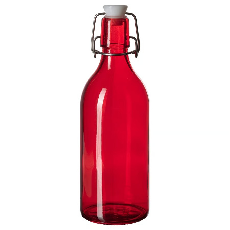 VINTERFINT: botella de vidrio con tapón, vidrio rojo, 0.5 l