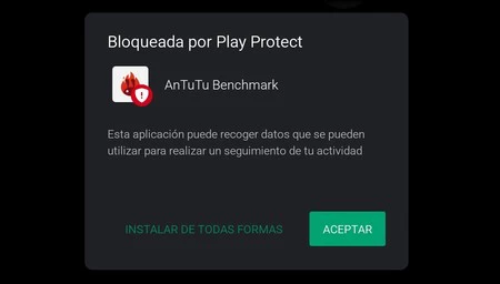 最新の AnTuTu APK をインストールしようとするときの Google Play プロテクトの通知