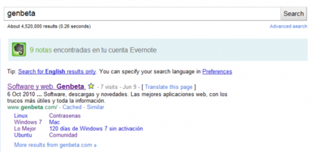 Añade a las búsquedas de Google los resultados de Evernote