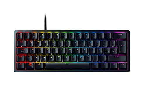 Razer Huntsman Mini (Red Switch) - Teclado Gaming, compacto para juegos del 60% con interruptores opto-mecánicos (tapas de teclas PBT, cable USB-C desmontable) Teclado Español - Negro