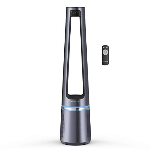 Rowenta 2 en 1 Purificador de Aire y Ventilador, 12 Velocidades, Oscilación, Filtra Partículas Finas hasta el 99,95%, Silencioso, Mando a Distancia, Plata, Eclipse, QU5030