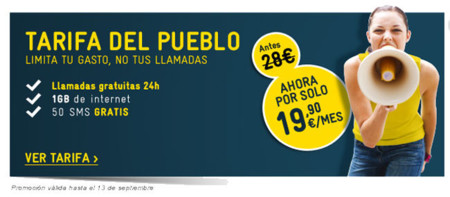 1GB de navegación y llamadas sin límite por 19,90€ con la Tarifa Pueblo