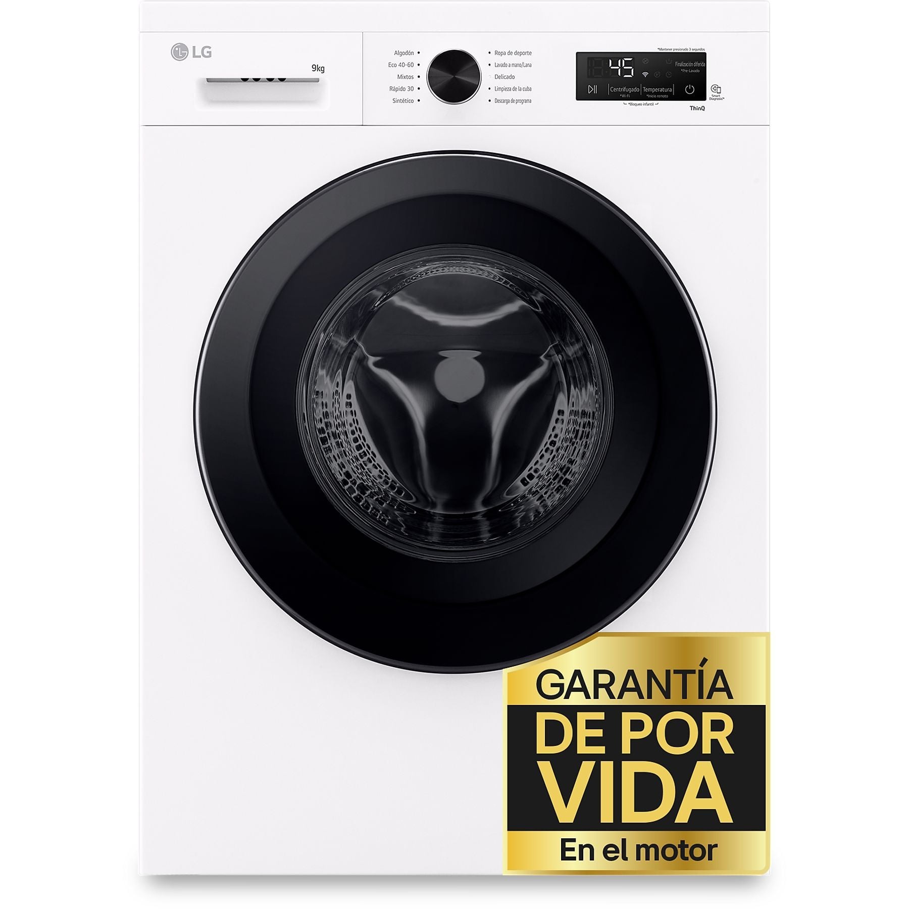 Front loading washing machine - LG F4X1009NWK, 9 kg, 1400 rpm, 10 programs, AI Direct Drive™, ThinQ™, Ivory White