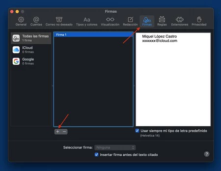 メールで署名を作成する Mac