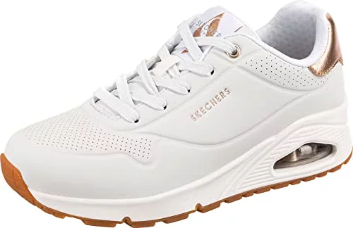 Skechers Mujer Uno Golden Air Trainers, White Durabuck/Mesh Trim, 38 EU