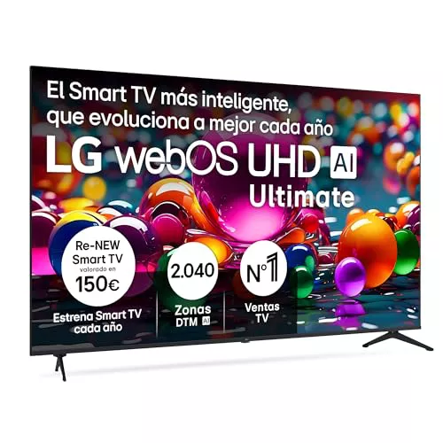 LG 75UA75006LA - TV 75", UHD 4K, WebOS 25, Ultimate IA, HDR10 Pro, Super Upscaling, Dolby Digital Plus, Google Assistant, Negro