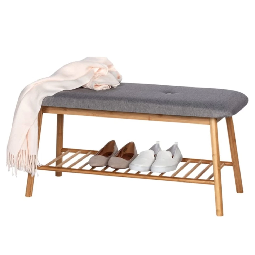 Banco zapatero Bahari gris para 4 pares de 90x45x34 cm