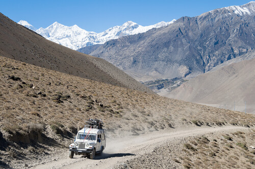 Car On Road To Muktinath Annapurna Circuit Nepal Panoramio