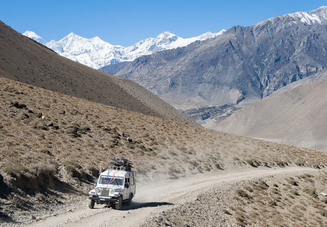 Car On Road To Muktinath Annapurna Circuit Nepal Panoramio