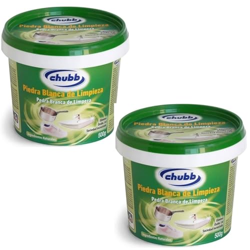 Piedra Blanca de Limpieza Chubb - Super Pack 2 Unid x 500 gr - Pasta Multiusos - Brillo Intenso para Todo Tipo de Superficies - 100% Origen Natural
