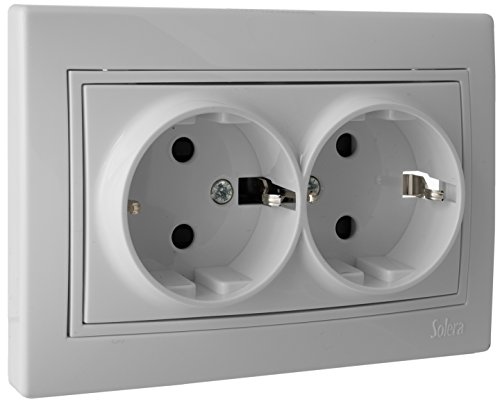 SOLERA 65331 Base Doble DE Enchufe 2P+T con Obturador 16A 250V, 50 W, 250 V, Neutro