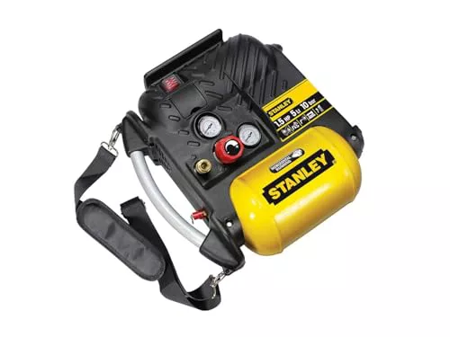 Stanley Compressor DN200/10/5 - Compresor Aire Coche 10 Bar - 5L - 180L/Min - Compresor de Aire Portatil con Asa y Correa de Transporte - Amarillo