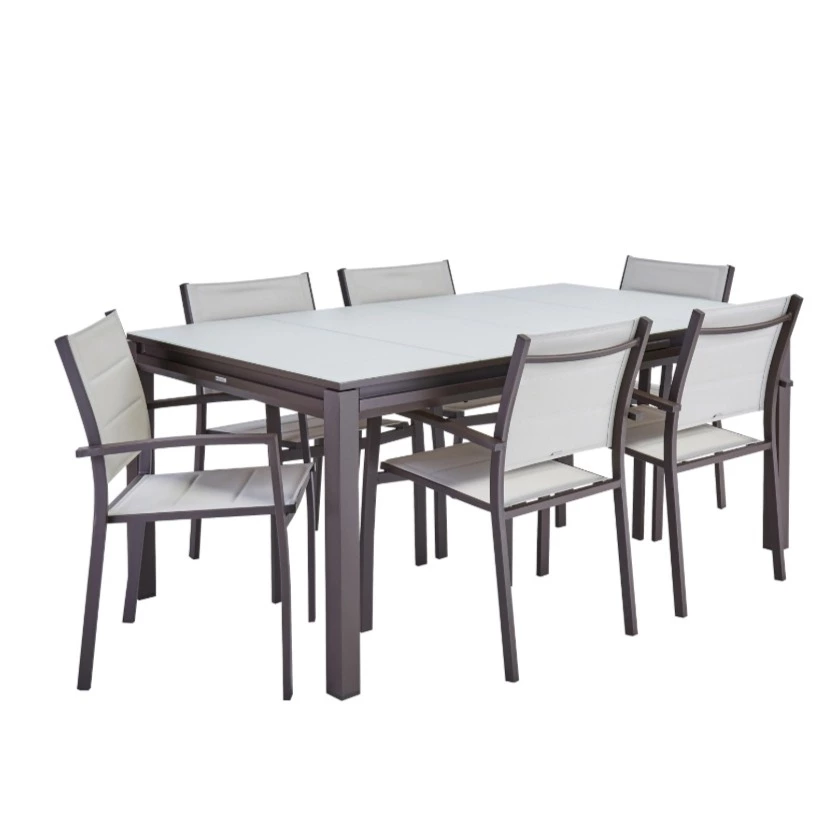 Conjunto de jardín Odyssea / Alpha extensible de aluminio moka