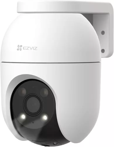 EZVIZ Cámara Vigilancia WiFi Exterior 360°,4K Cámara IP de Seguridad,Visión Nocturna a Color,Detección IA de Persona/Vehículo,Seguimiento Zoom Auto,Audio Bidireccional,Sirena,Alexa/Google,C8c 8MP(6mm)