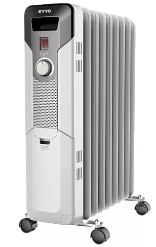Radiador de Aceite EVVO C9, 2.000W de 9 Elementos, Hasta 20 m2, Bajo Consumo, 3 Modos, Fácil Transporte, Seguridad Sobrecalentamiento, Sistema Recogecables (Blanco)