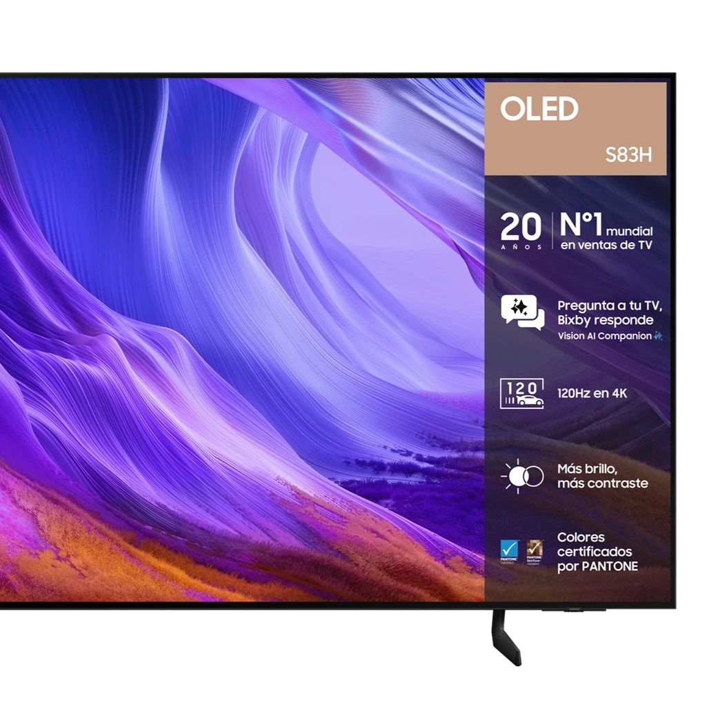 Samsung OLED S83H Smart TV OLED 65" (165,1 cm) Samsung TQ65S83HAEXXC con IA, 4K UHD, 120 HZ, NQ4 AI Gen2 Processor, Dolby Atmos; OTS lite; Q-Symphon 